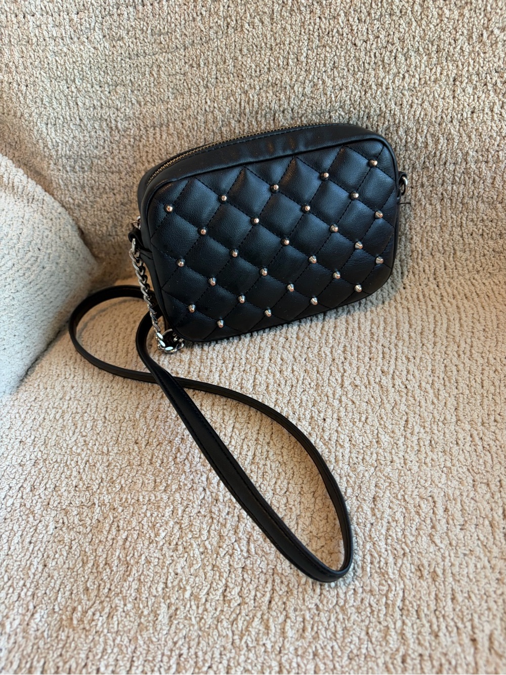 Rebecca Minkoff Black Quilted Crossbody with Silver Studs